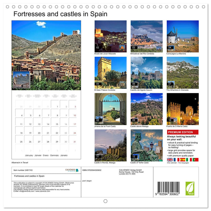 Fortresses and castles in Spain (CALVENDO Monthly Calendar 2027)