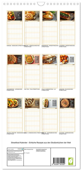 Streetfood Kalender - Einfache Rezepte aus den Straßenküchen der Welt (CALVENDO Familienplaner 2027)