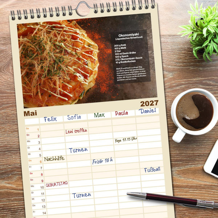 Streetfood Kalender - Einfache Rezepte aus den Straßenküchen der Welt (CALVENDO Familienplaner 2027)