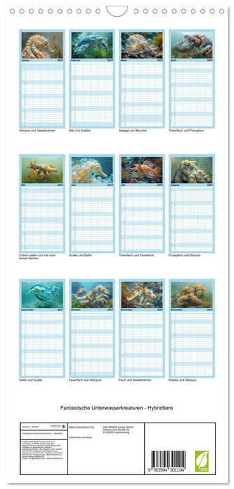Fantastische Unterwasserkreaturen - Hybridtiere (CALVENDO Familienplaner 2027)