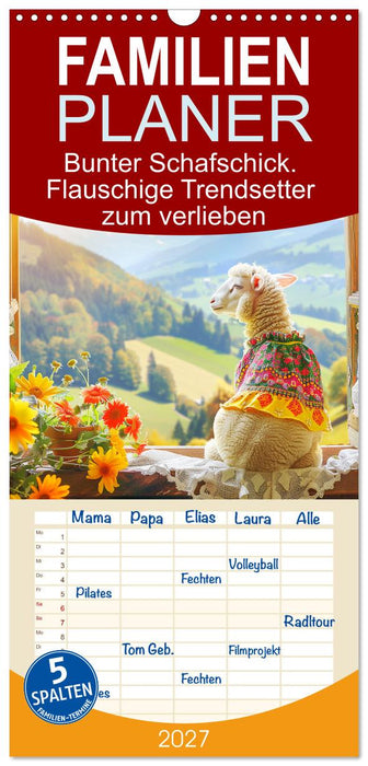 Bunter Schafschick. Flauschige Trendsetter zum verlieben (CALVENDO Familienplaner 2027)