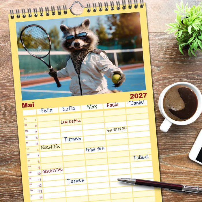 Der tierisch lustige Tennis-Kalender (CALVENDO Familienplaner 2027)