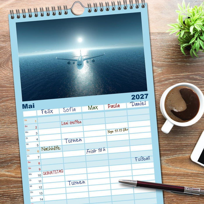 Flugzeugkalender - Die schönsten Passagiermaschinen (CALVENDO Familienplaner 2027)