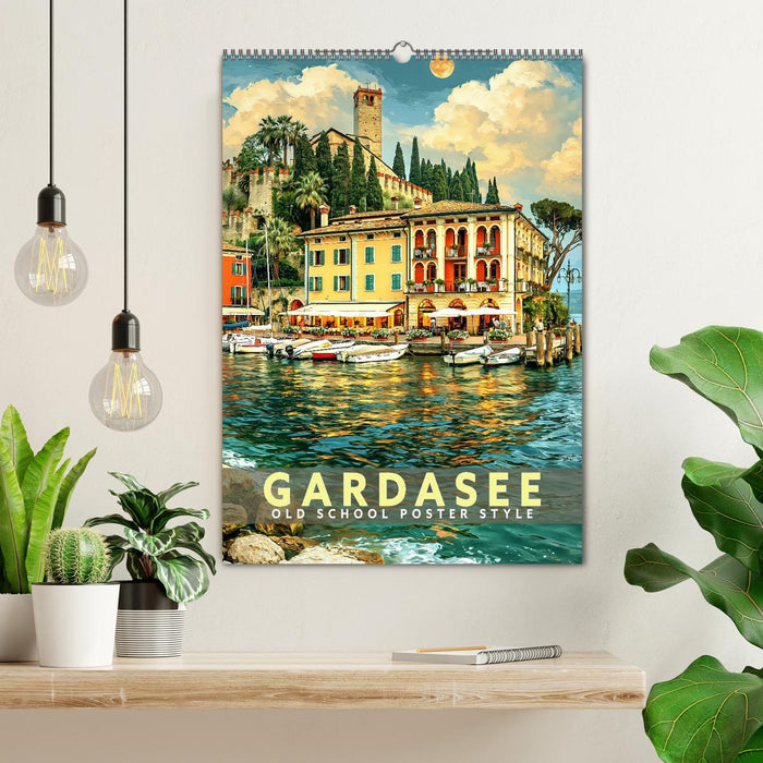 Gardasee - Old School Poster Style (CALVENDO Wandkalender 2027)