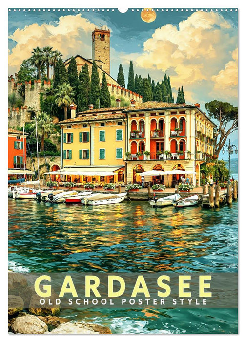 Gardasee - Old School Poster Style (CALVENDO Wandkalender 2027)