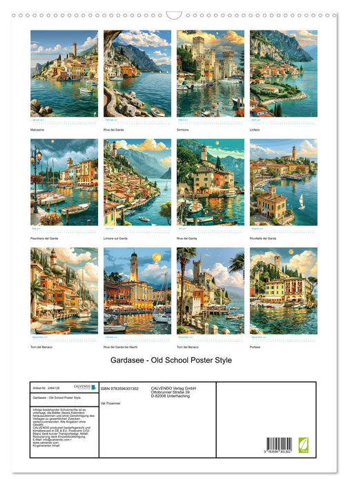 Gardasee - Old School Poster Style (CALVENDO Wandkalender 2027)