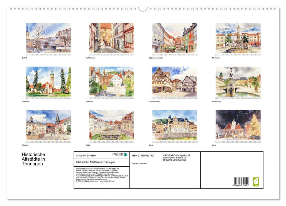 Historische Altstädte in Thüringen (CALVENDO Wandkalender 2027)