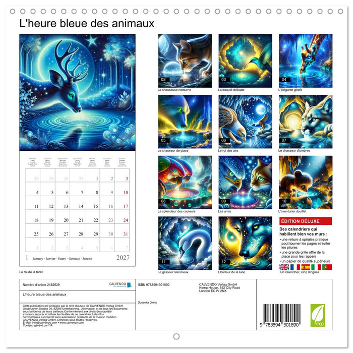 L'heure bleue des animaux (CALVENDO Calendrier mensuel 2027)