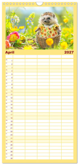 Zauberhafte Igel-Models. Blumiger Stil in der Natur (CALVENDO Familienplaner 2027)