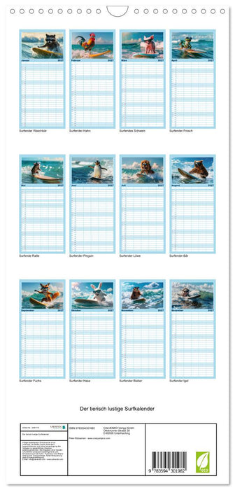 Der tierisch lustige Surfkalender (CALVENDO Familienplaner 2027)