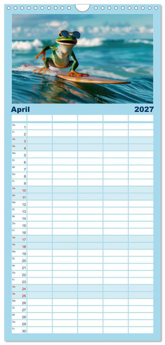 Der tierisch lustige Surfkalender (CALVENDO Familienplaner 2027)
