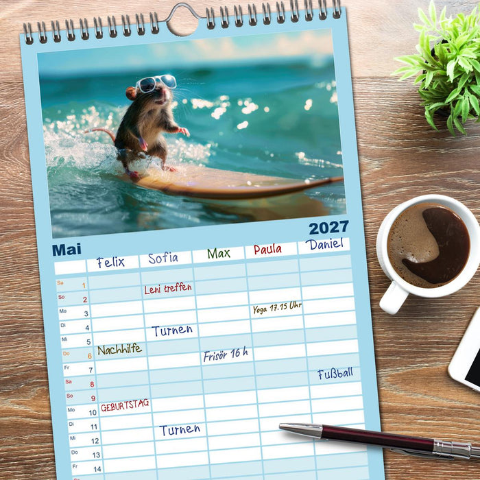 Der tierisch lustige Surfkalender (CALVENDO Familienplaner 2027)