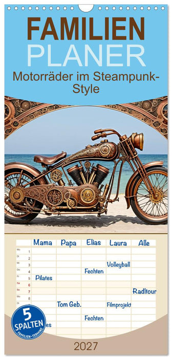 Motorräder im Steampunk-Style (CALVENDO Familienplaner 2027)
