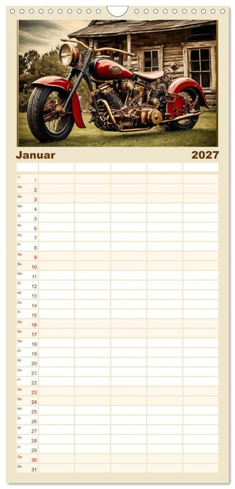 Motorräder im Steampunk-Style (CALVENDO Familienplaner 2027)