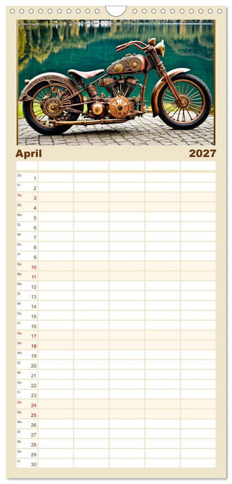 Motorräder im Steampunk-Style (CALVENDO Familienplaner 2027)