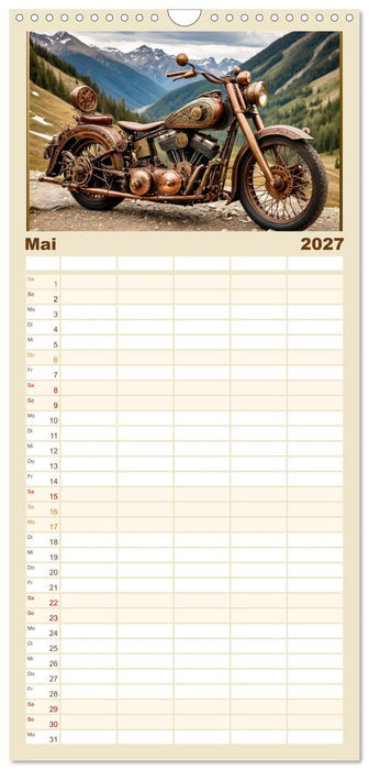 Motorräder im Steampunk-Style (CALVENDO Familienplaner 2027)