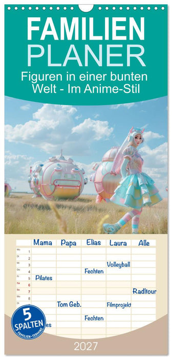 Figuren in einer bunten Welt - Im Anime-Stil (CALVENDO Familienplaner 2027)