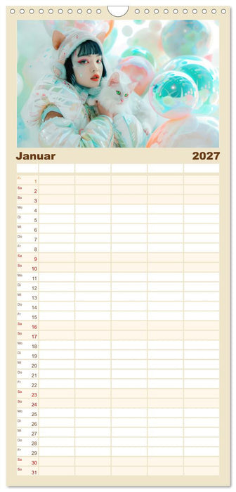 Figuren in einer bunten Welt - Im Anime-Stil (CALVENDO Familienplaner 2027)