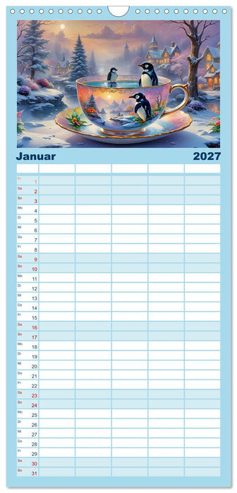 Tierische Tee-Parade (CALVENDO Familienplaner 2027)