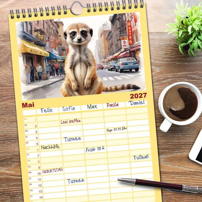 Erdmännchen in New York City (CALVENDO Familienplaner 2027)
