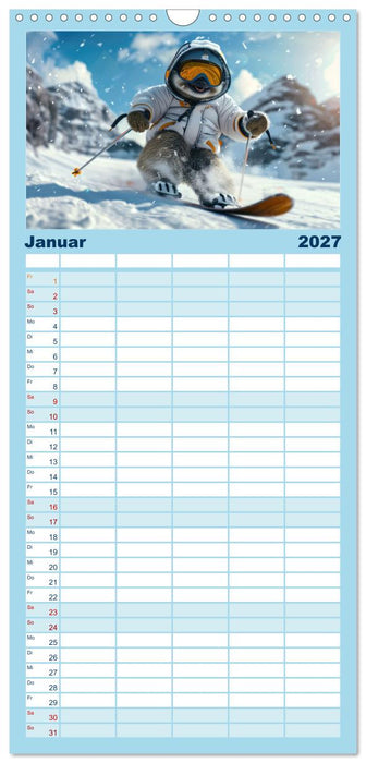 Tierisch lustige Skifahrer (CALVENDO Familienplaner 2027)