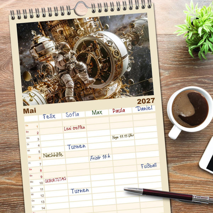 Steampunk im Weltall (CALVENDO Familienplaner 2027)