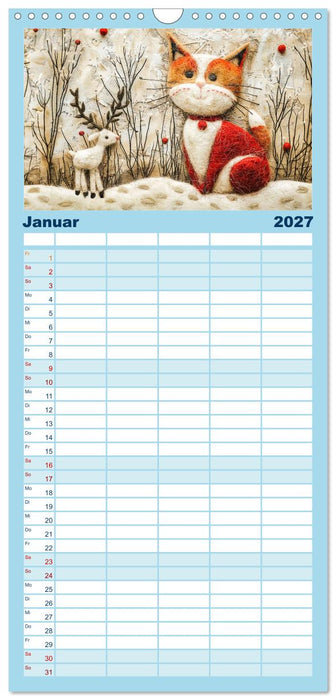 Filzige Katzenfreunde - Ein Jahr voller niedlicher KI-Filzkunst (CALVENDO Familienplaner 2027)