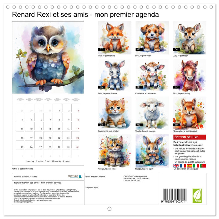 Renard Rexi et ses amis - mon premier agenda (CALVENDO Calendrier mensuel 2027)