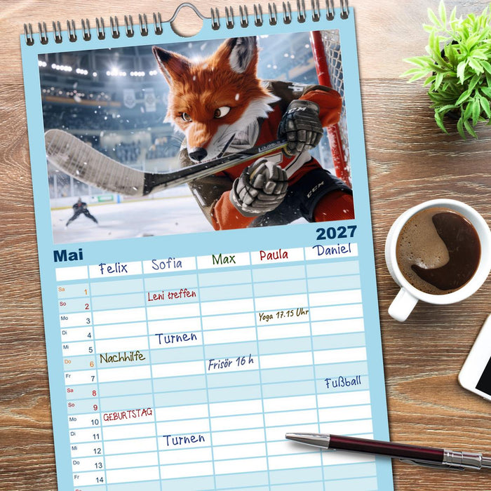 Der tierisch lustige Eishockey Kalender (CALVENDO Familienplaner 2027)
