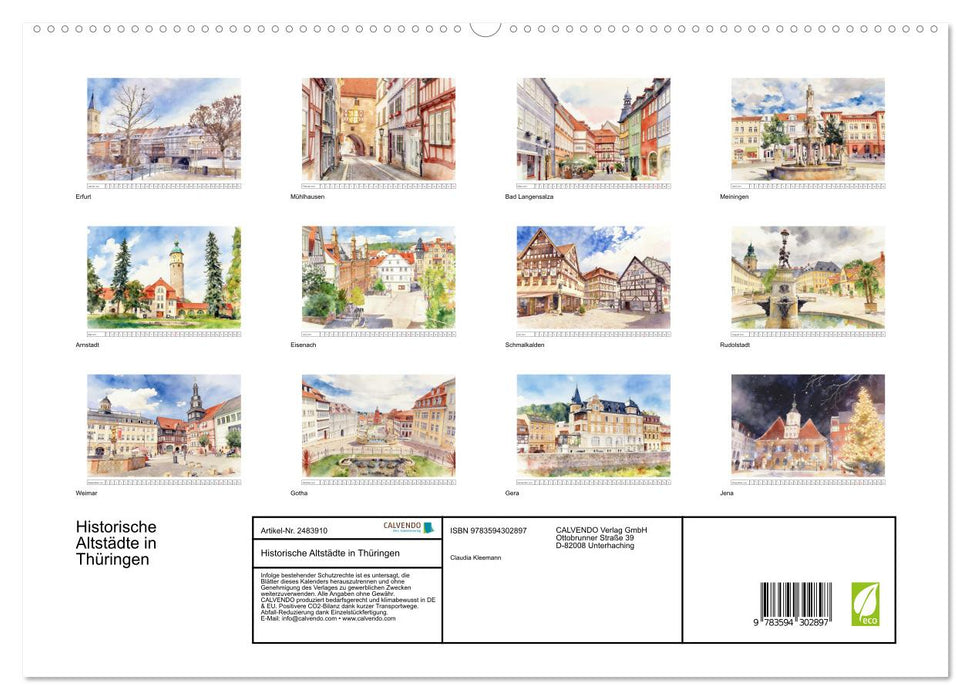 Historische Altstädte in Thüringen (CALVENDO Premium Wandkalender 2027)