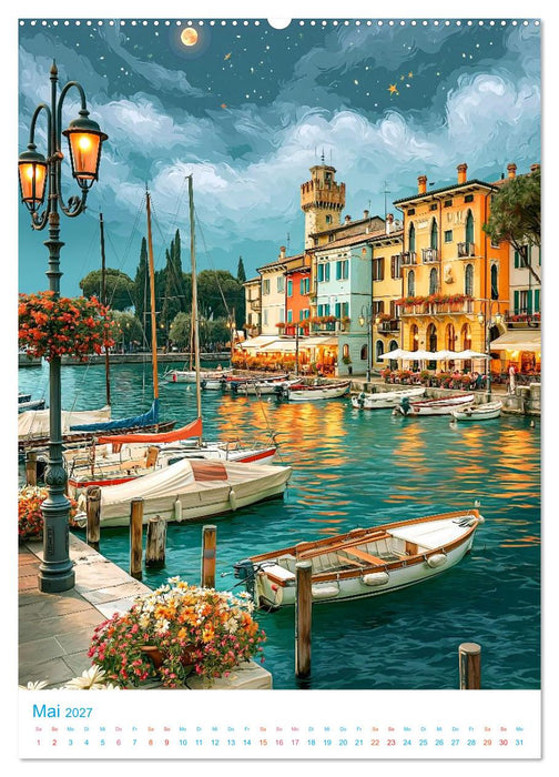 Gardasee - Old School Poster Style (CALVENDO Premium Wandkalender 2027)