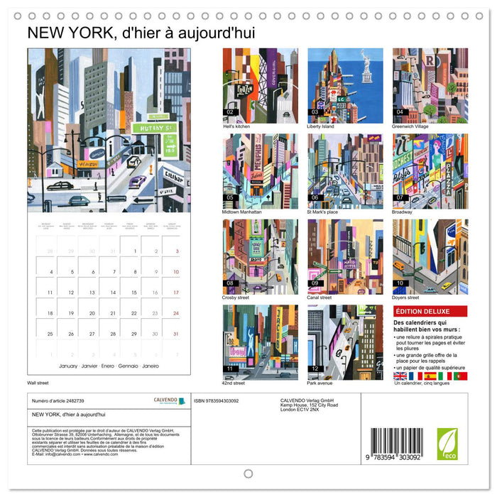 NEW YORK, d'hier à aujourd'hui (CALVENDO Calendrier mensuel 2027)