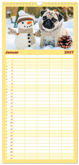Mops-Mania - Der Spaßkalender für Mops-Fans (CALVENDO Familienplaner 2027)