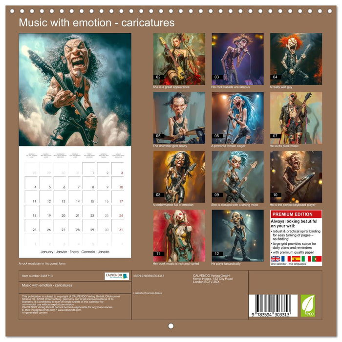 Music with emotion - caricatures (CALVENDO Monthly Calendar 2027)