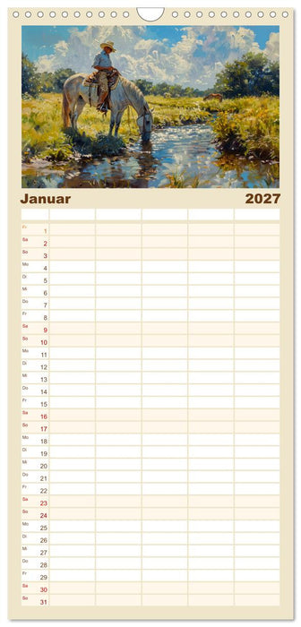 Pferde, Staub und Freiheit (CALVENDO Familienplaner 2027)