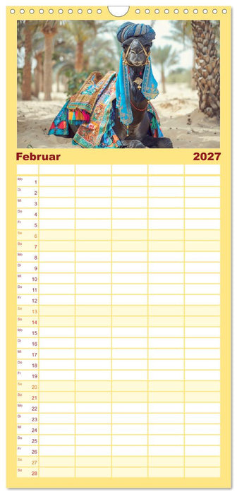 Modische Kamele in der Wüste. Extravagante Highlights (CALVENDO Familienplaner 2027)