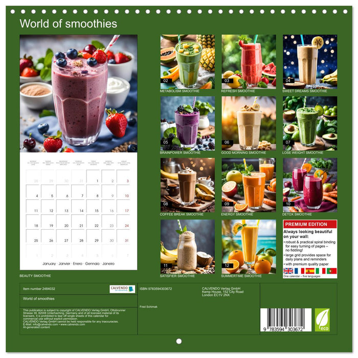 World of smoothies (CALVENDO Monthly Calendar 2027)