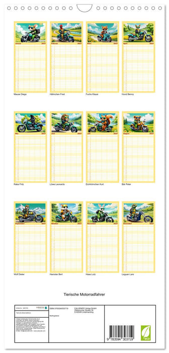 Tierische Motorradfahrer (CALVENDO Familienplaner 2027)