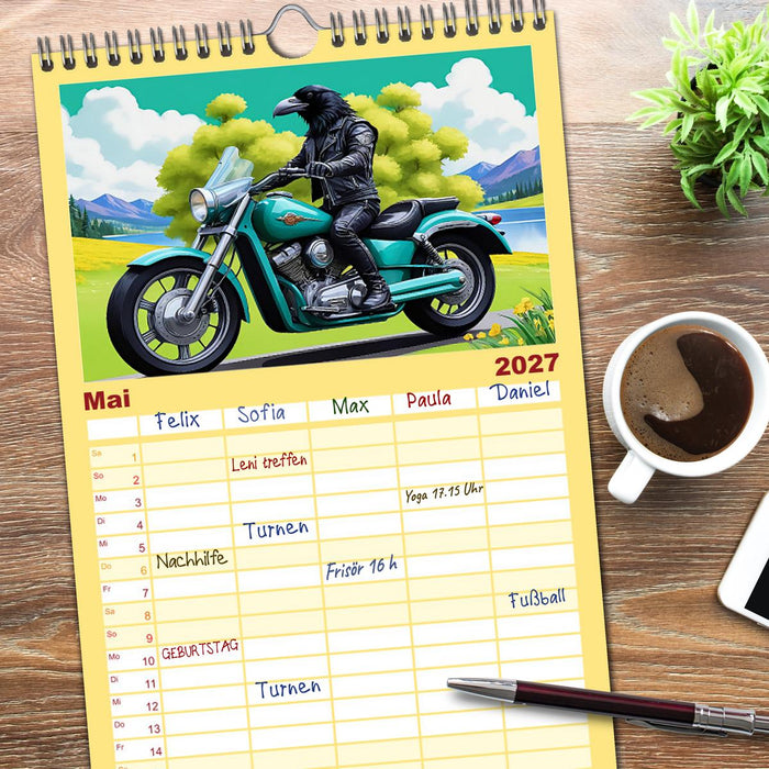 Tierische Motorradfahrer (CALVENDO Familienplaner 2027)