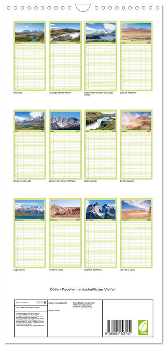 Chile - Facetten landschaftlicher Vielfalt (CALVENDO Familienplaner 2027)