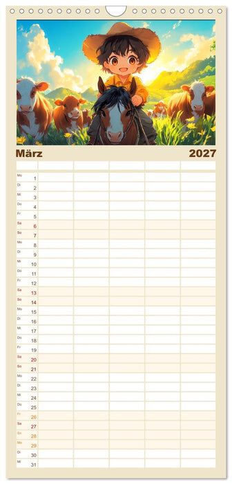 Kleine Farmer. Niedliche Jungs mit ihren tierischen Freunden (CALVENDO Familienplaner 2027)