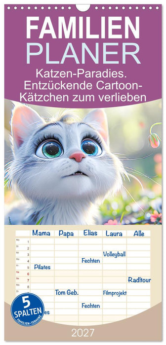 Katzen-Paradies. Entzückende Cartoon-Kätzchen zum verlieben (CALVENDO Familienplaner 2027)