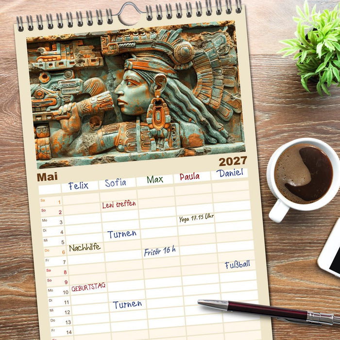 Die Maya und ihre Geheimnisse (CALVENDO Familienplaner 2027)