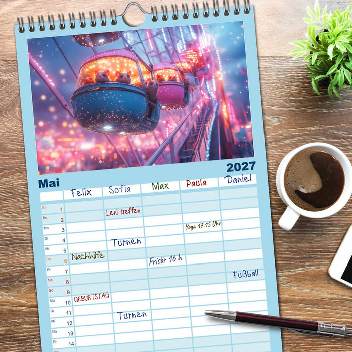 Hamster im Freizeitpark - Lustiger Kalender mit Jahrmarkt-Motiven (CALVENDO Familienplaner 2027)