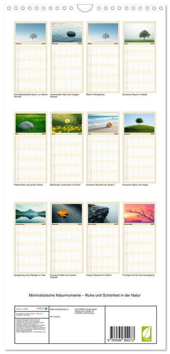 Minimalistische Naturmomente – Ruhe und Schönheit in der Natur (CALVENDO Familienplaner 2027)