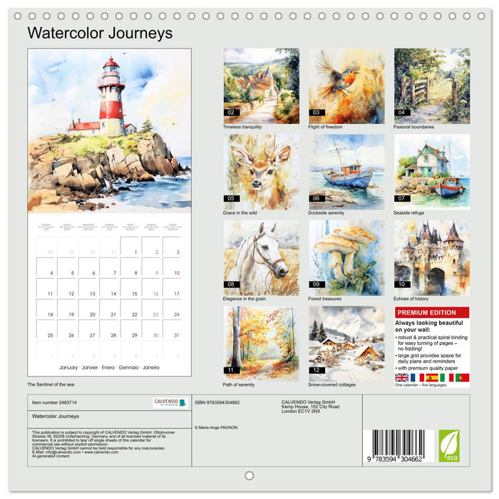 Watercolor Journeys (CALVENDO Monthly Calendar 2027)