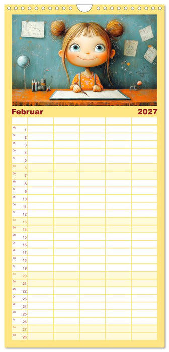 Fröhliche Kinder. Bezaubernde Schulmädchen im Ölbilder-Stil (CALVENDO Familienplaner 2027)
