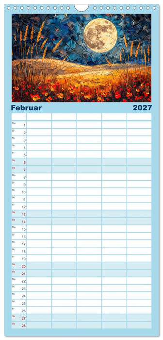 Blumennächte im Mondlicht - Poesie des Himmels und der Erde (CALVENDO Familienplaner 2027)