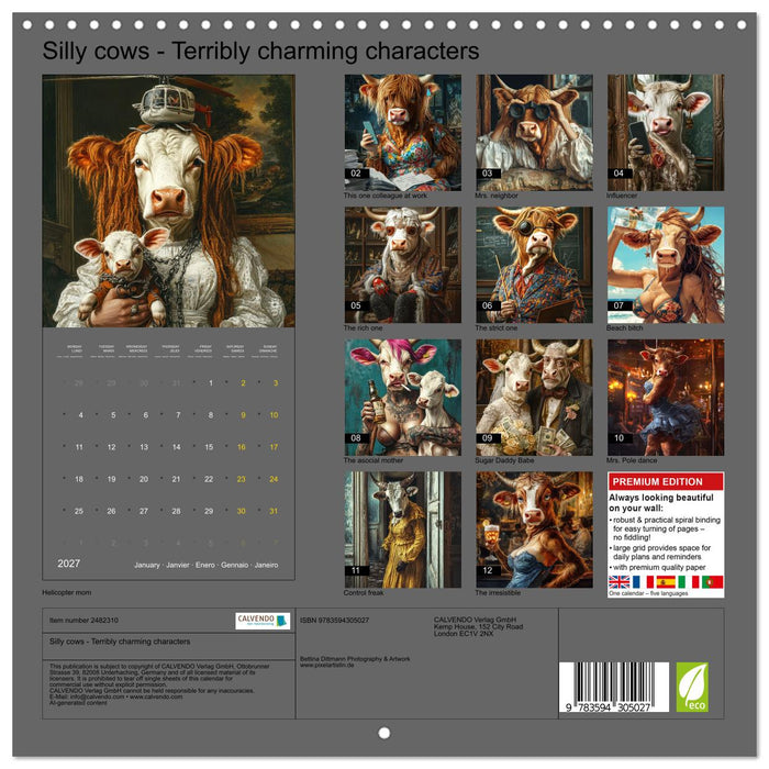 Silly cows - Terribly charming characters (CALVENDO Monthly Calendar 2027)