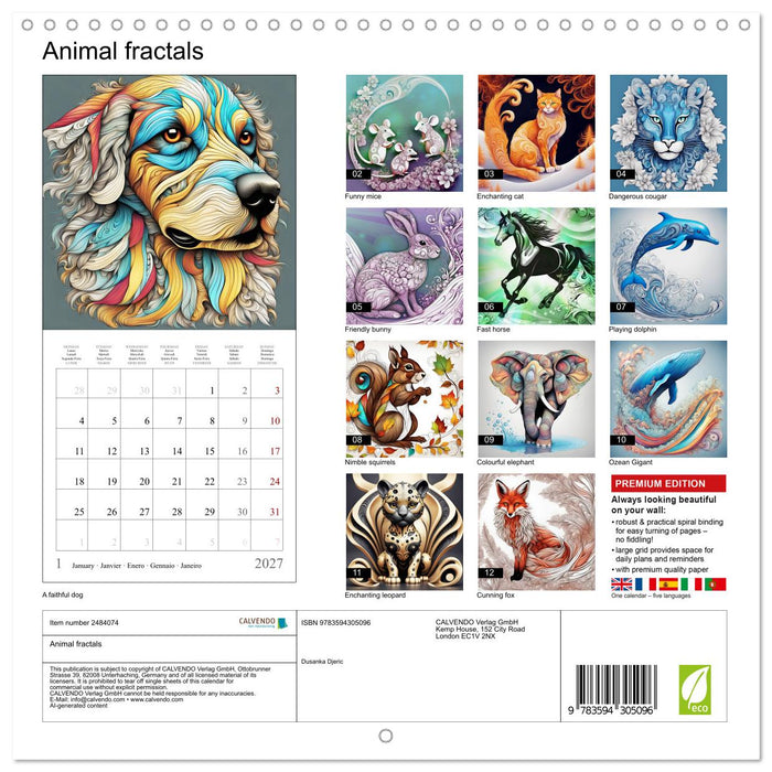 Animal fractals (CALVENDO Monthly Calendar 2027)